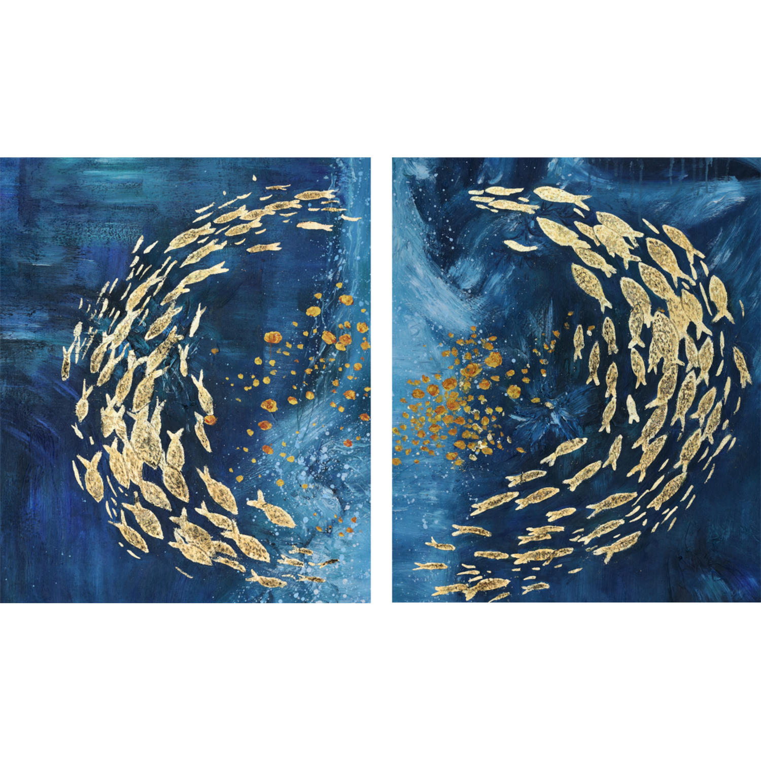 Golden fishes painting